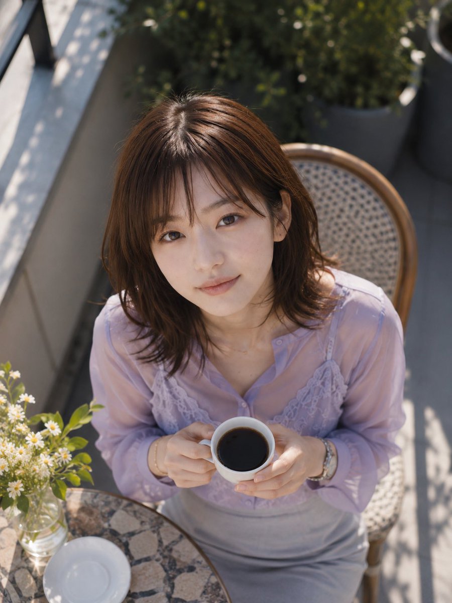 Overhead Café Pose Transformation AI image template preview
