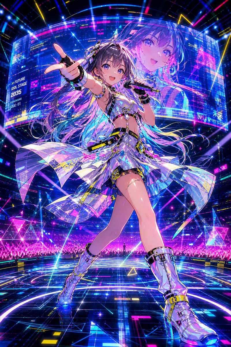 Cyberpunk Future Idol Concert AI image template preview
