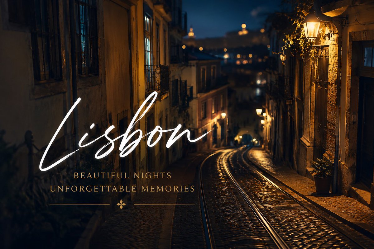 Lisbon Night Travel Poster AI image template preview
