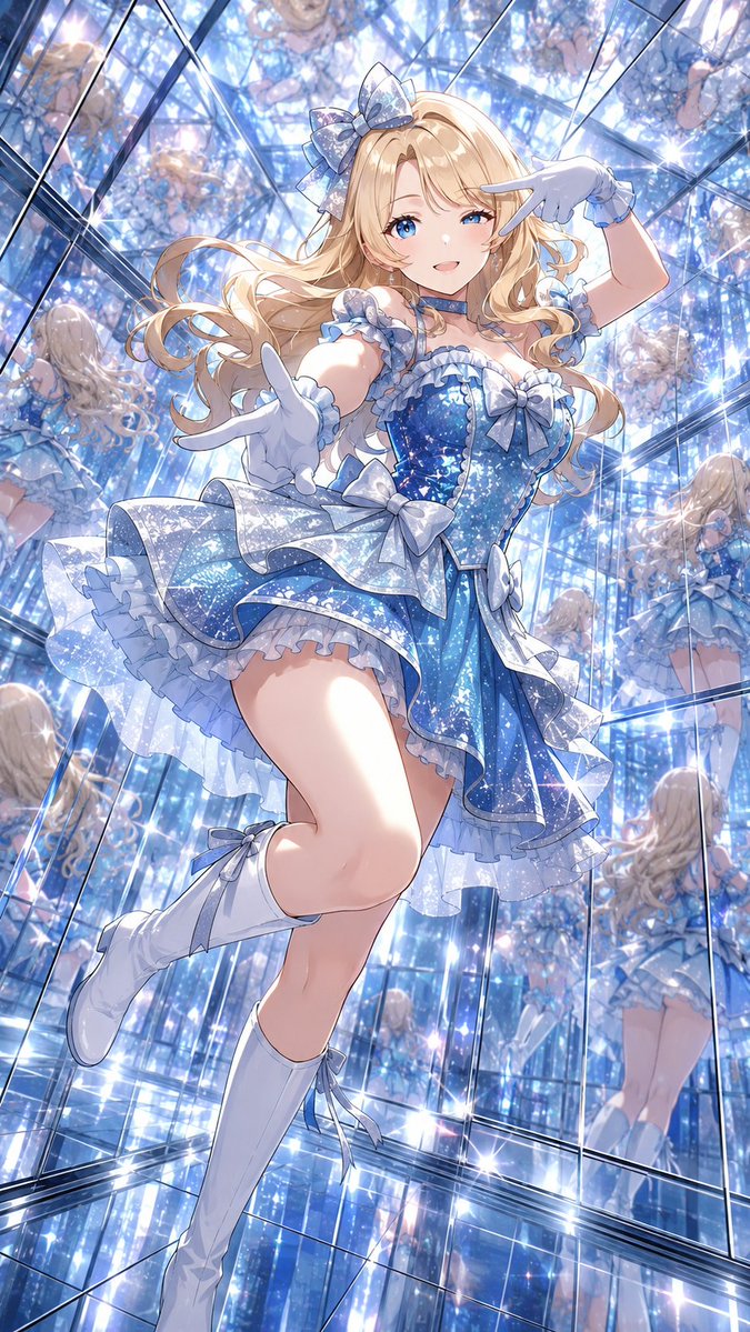 Anime Idol in Mirror Room AI image template preview