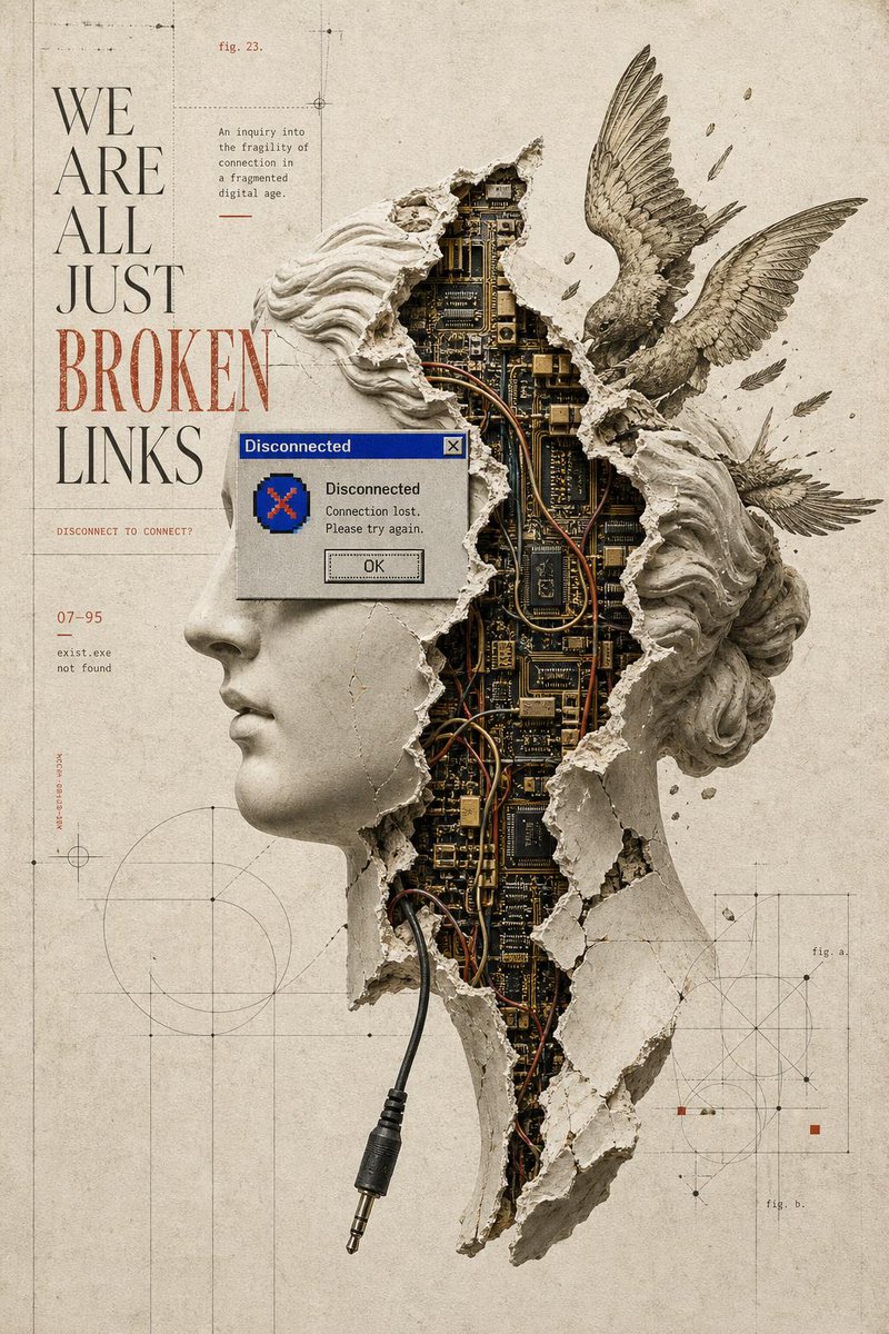 Broken Links Cybernetic Bust Poster AI image template preview