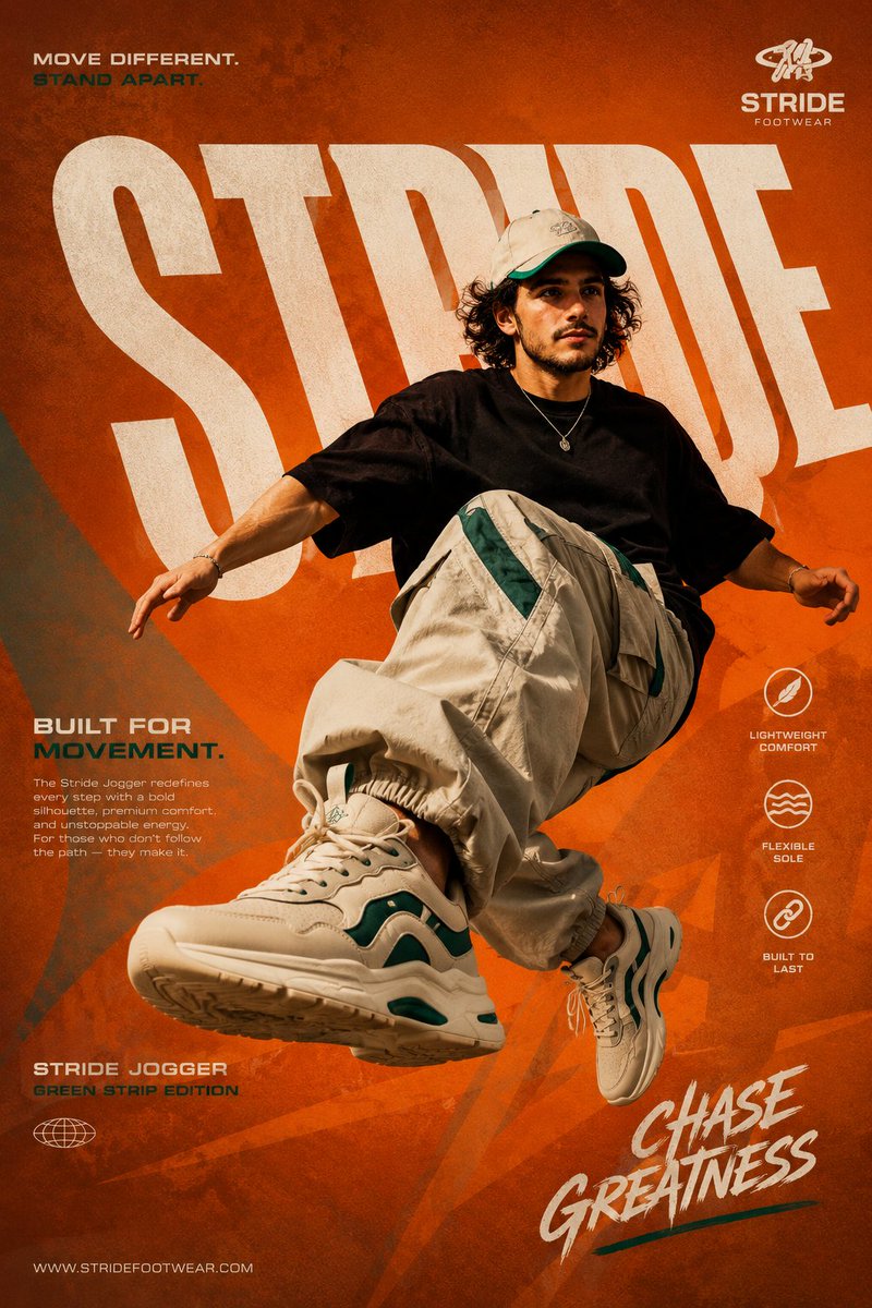 Modern Athletic Footwear Poster AI image template preview