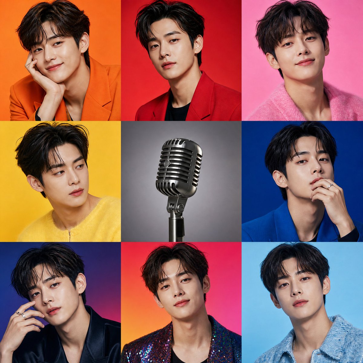 Korean Celebrity Style Collage Poster AI image template preview