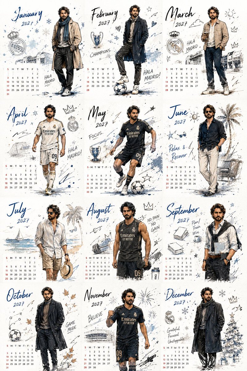 Korean Style Desktop Calendar 2027 AI image template preview
