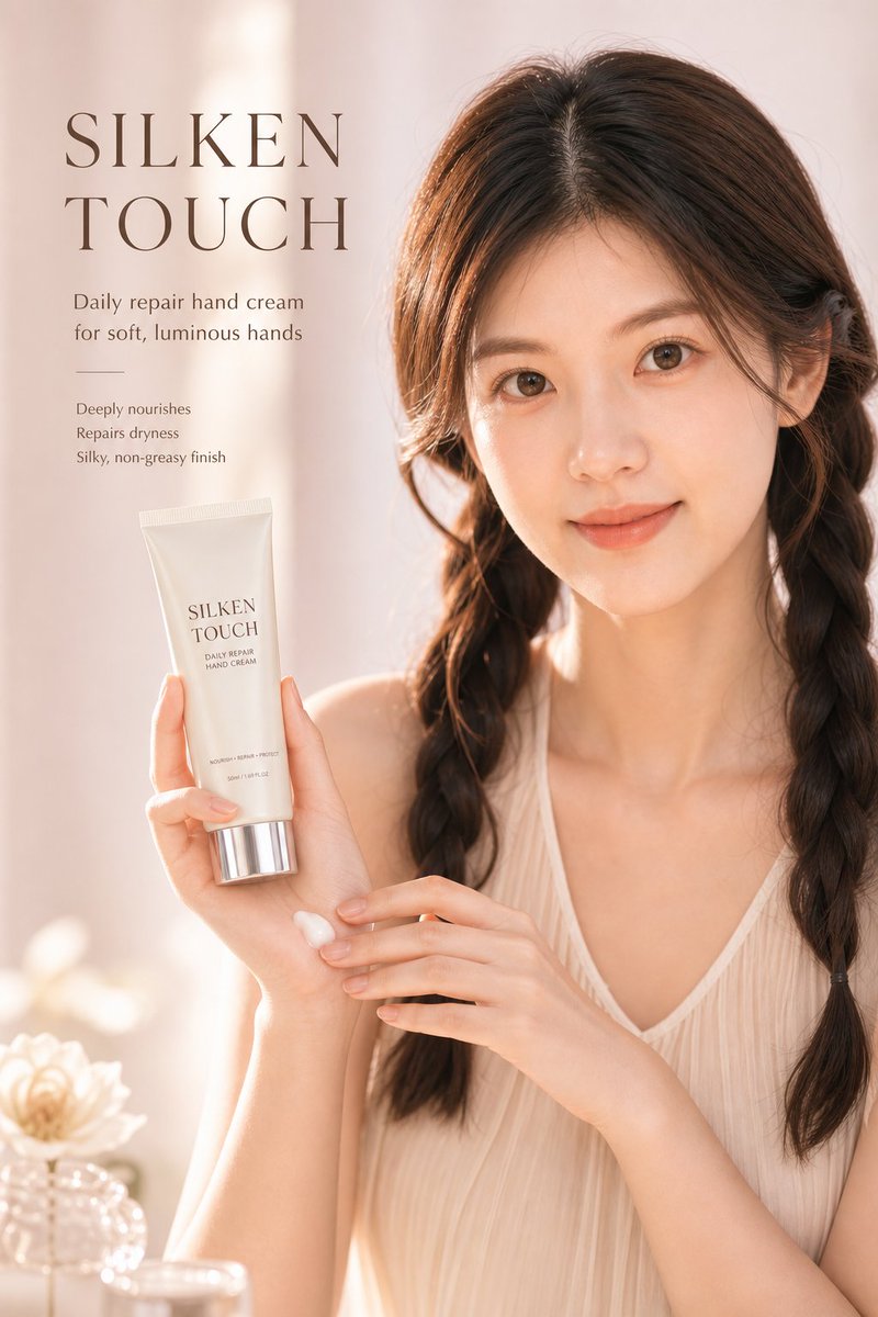 Luxury Skincare Ad Poster AI image template preview