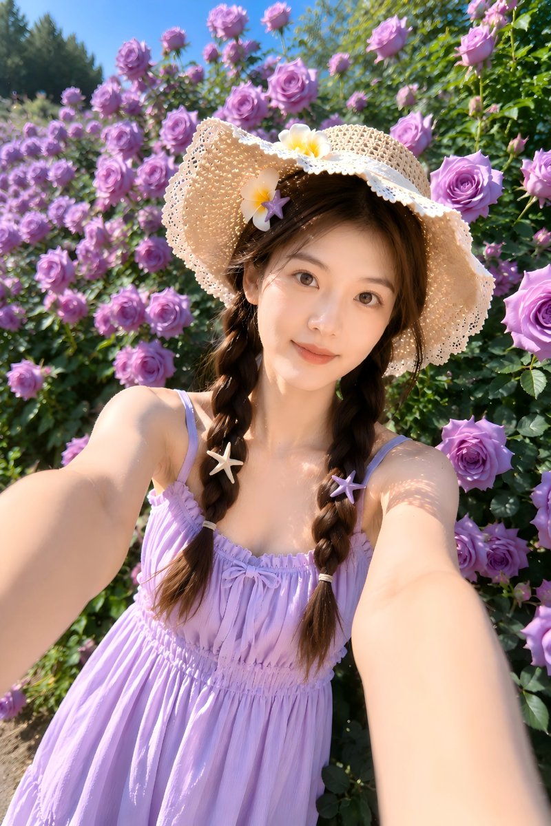 Summer Garden Rose Selfie AI image template preview