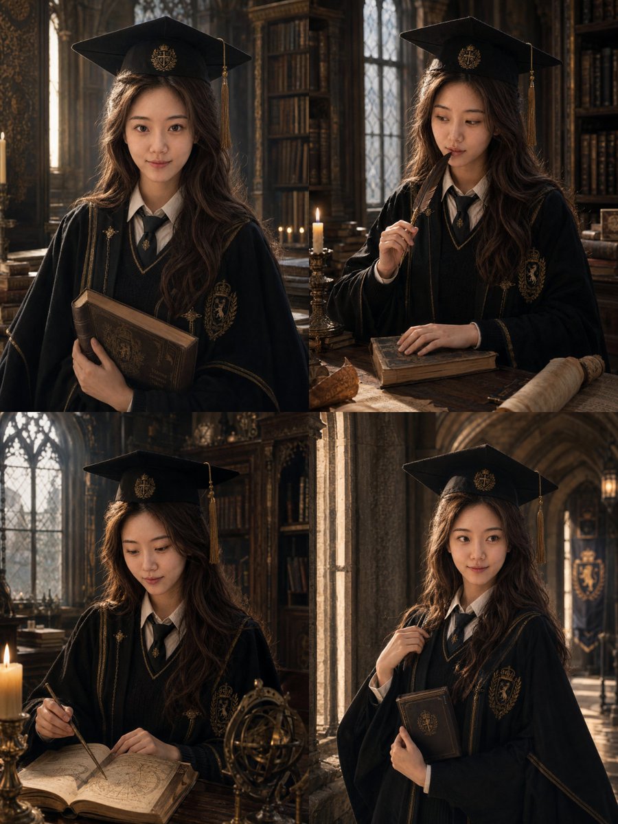 British Magic Academy Graduation Portraits AI image template preview