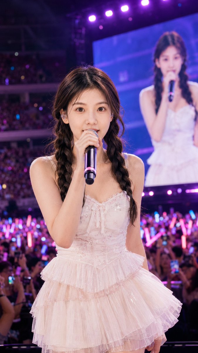 Wide Arena Concert Singer Portrait AI image template preview