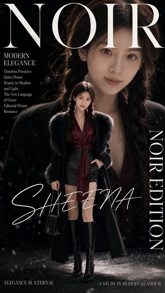 Noir Fashion Editorial Magazine Cover AI image template preview
