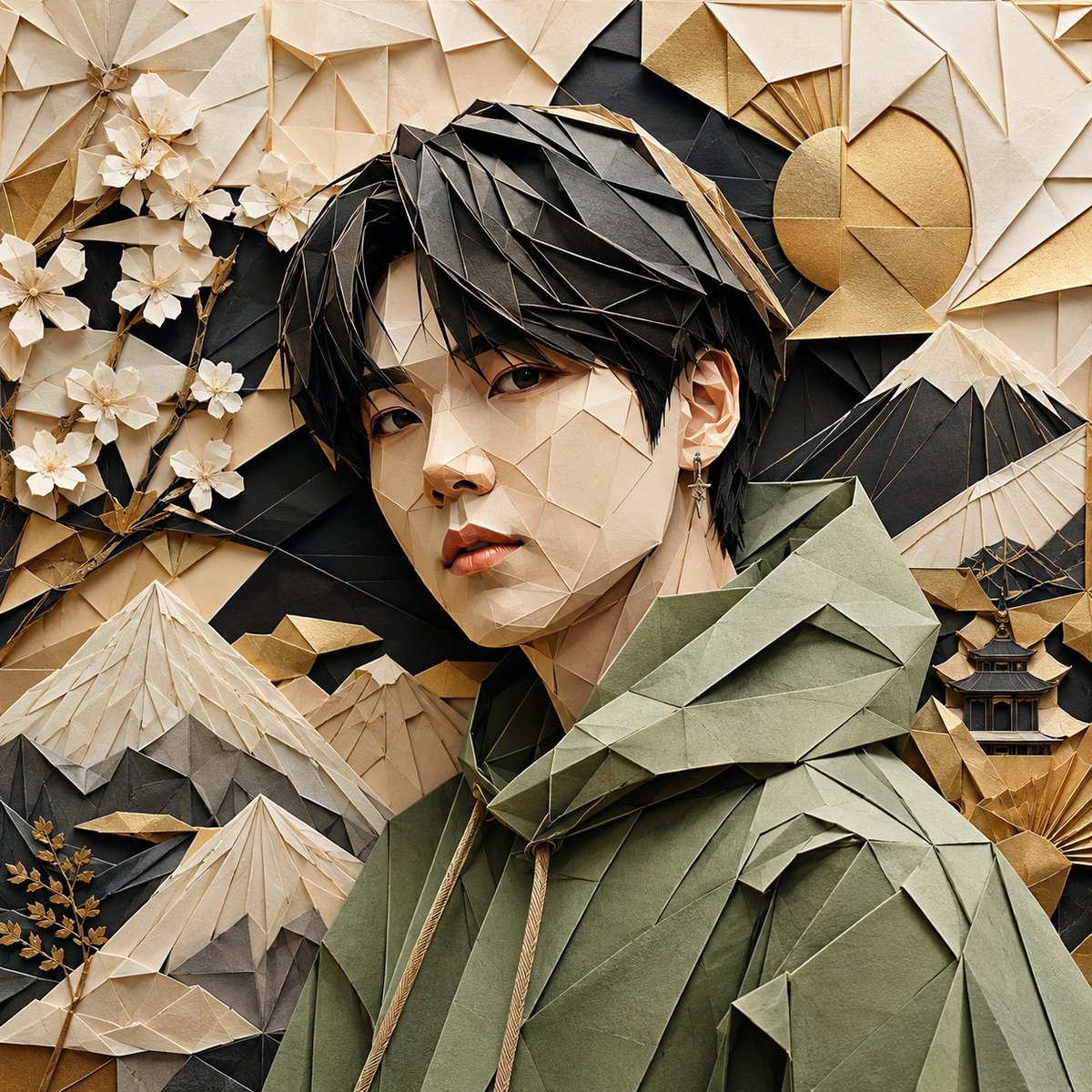 Origami K-Pop Idol Portrait example 2