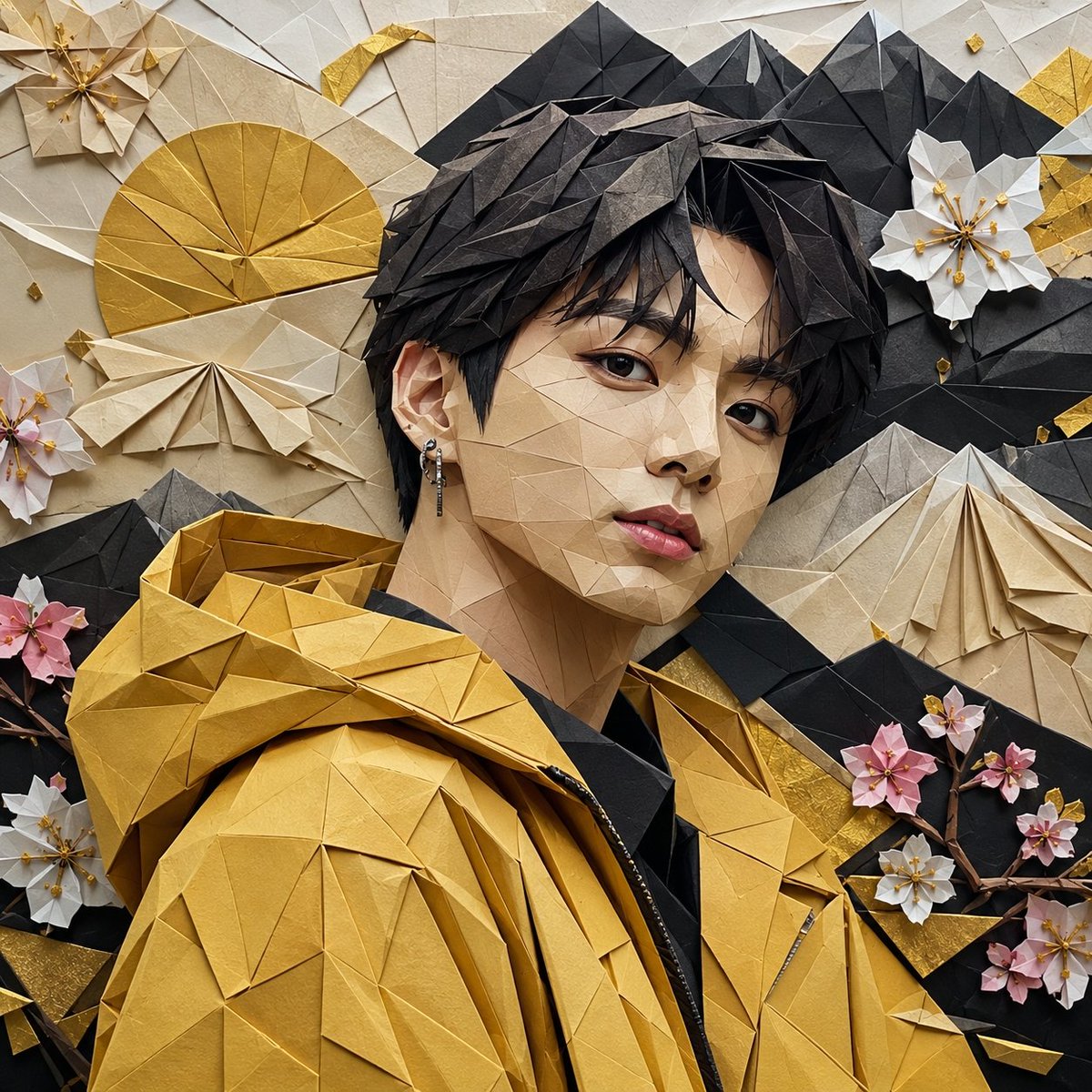 Origami K-Pop Idol Portrait AI image template preview
