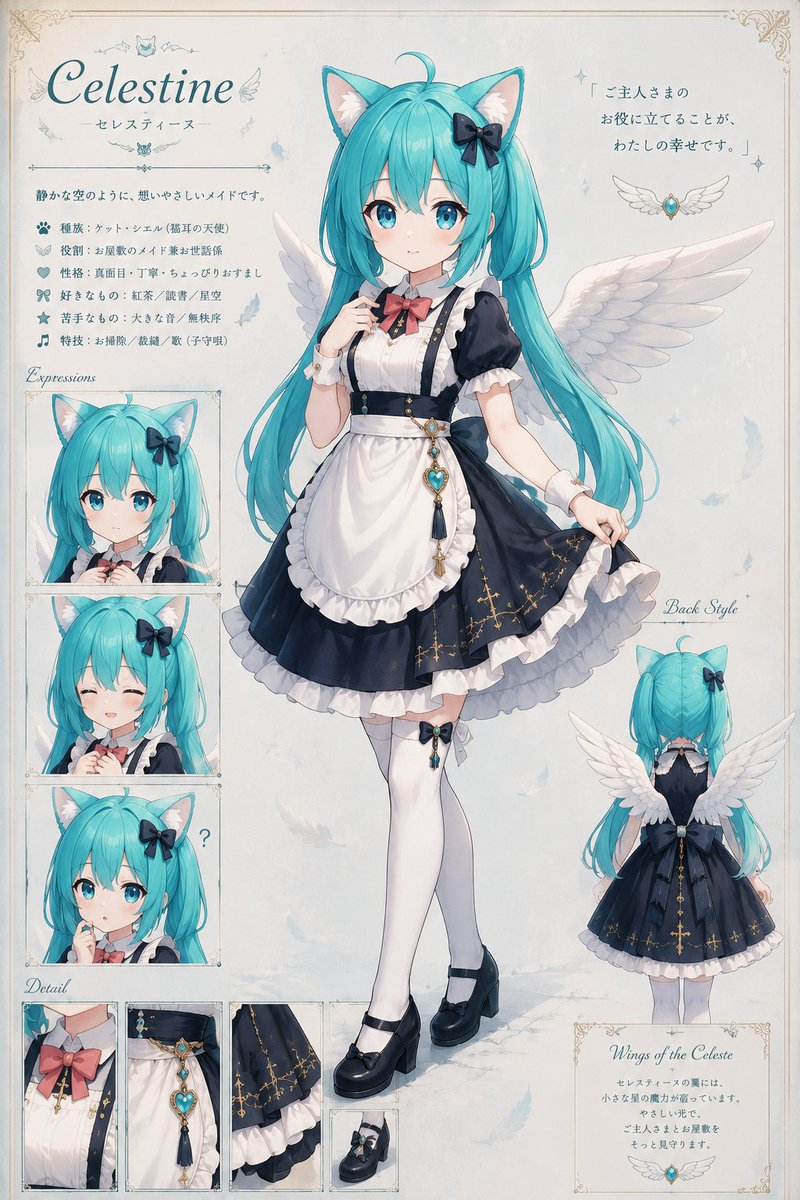 Celestine Anime Character Sheet AI image template preview