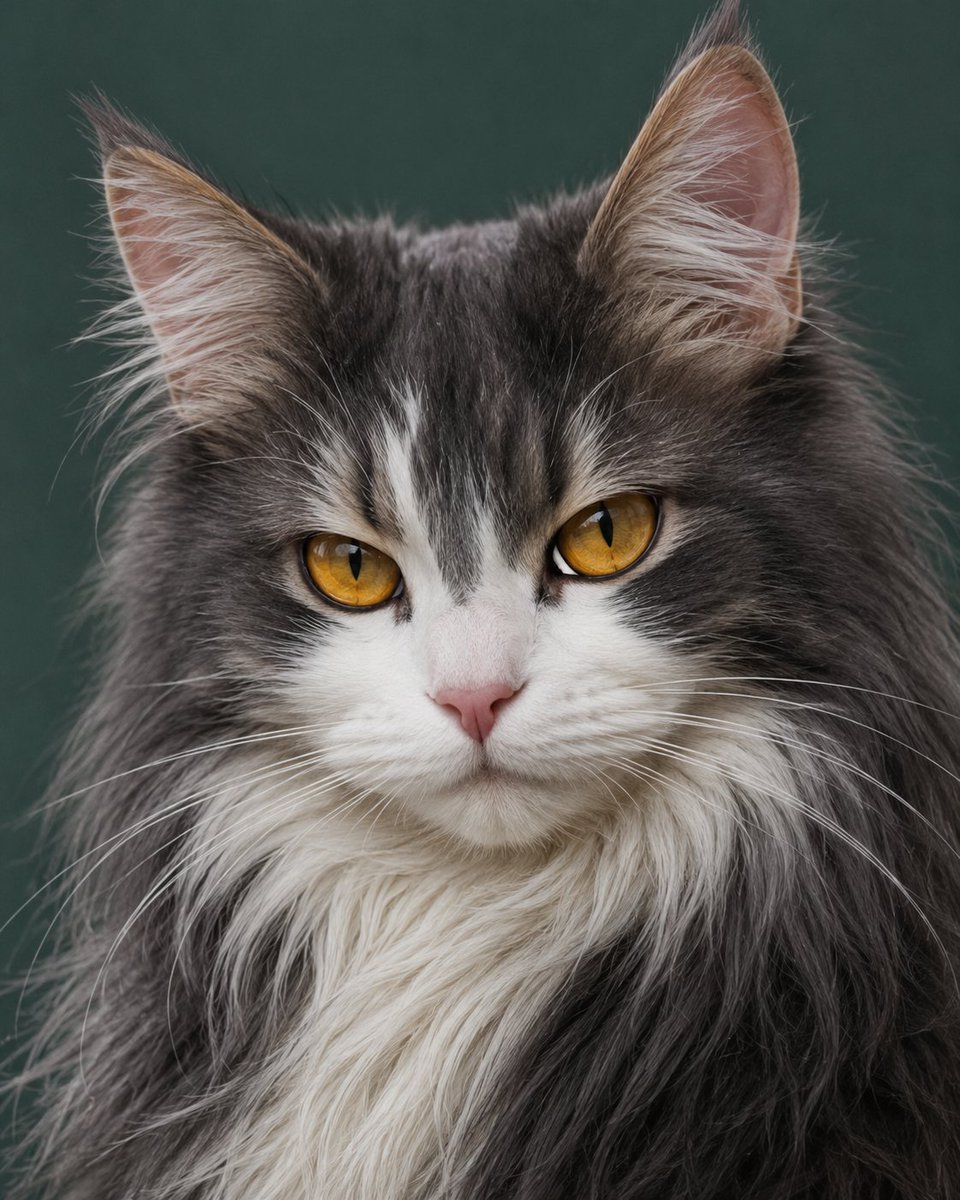Photorealistic Amber-Eyed Cat Portrait AI image template preview