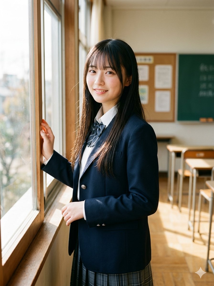 Morning Classroom Window Portrait AI image template preview