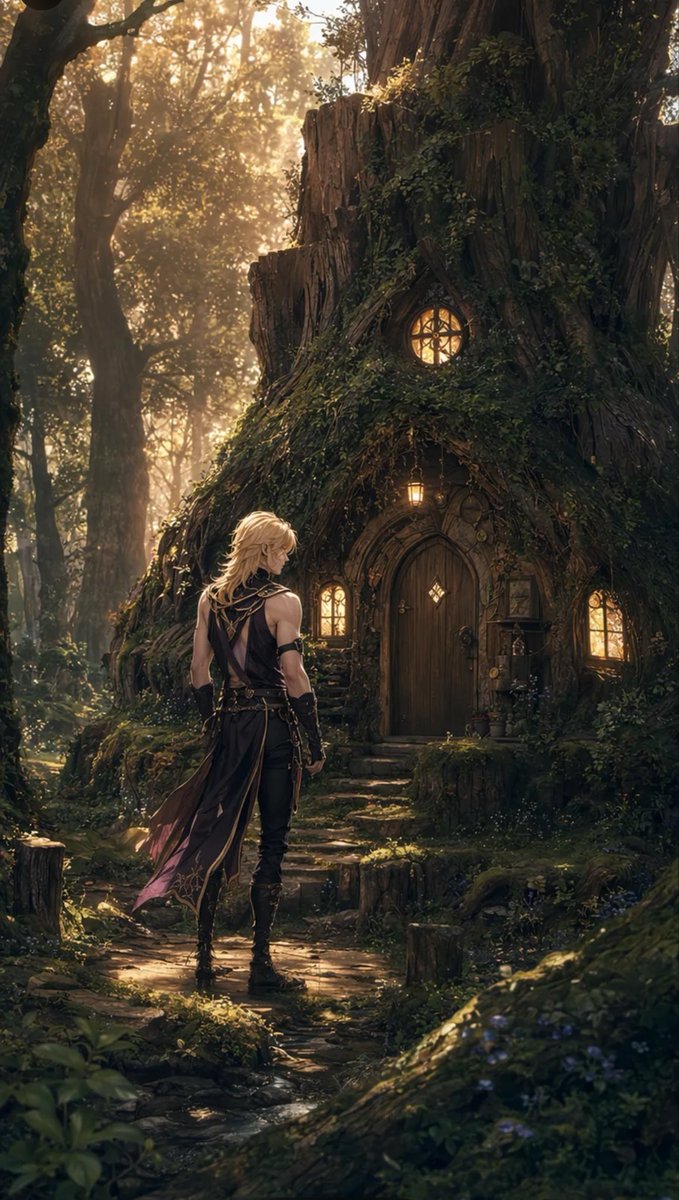 Blond Adventurer at Tree Cottage AI image template preview