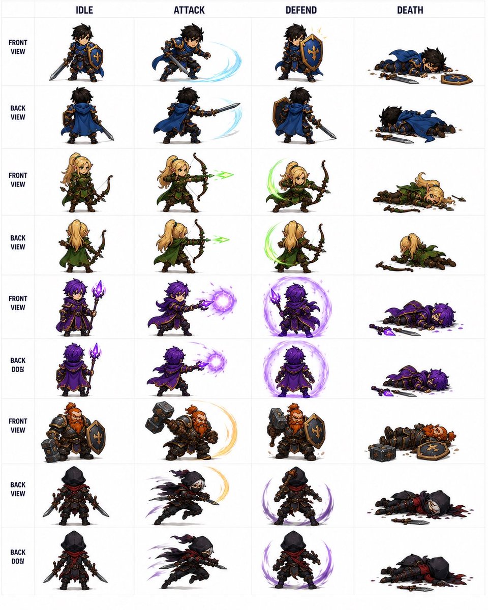 Fantasy Auto-Battler Spritesheet AI image template preview
