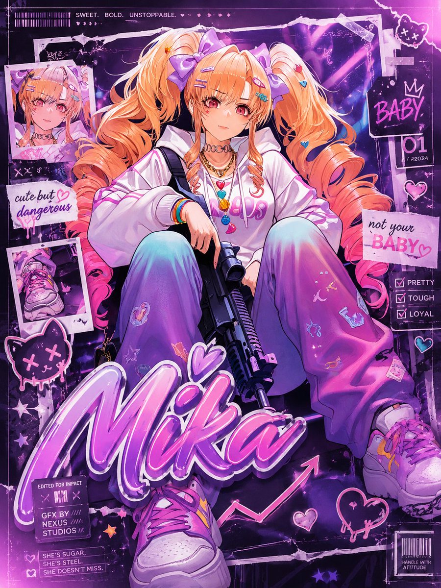 Scrapbook Anime GFX Poster AI image template preview