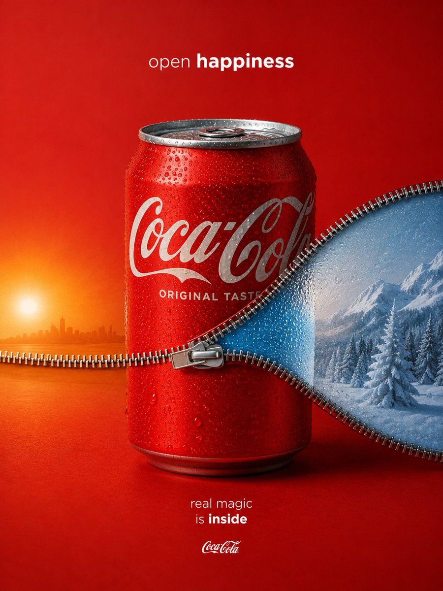 Zippered Coca-Cola World Ad AI image template preview