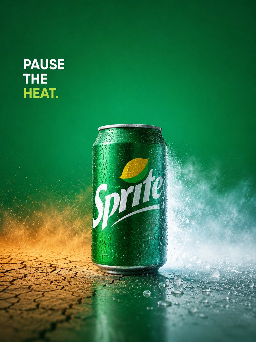 Sprite Heat Pause Beverage Ad AI image template preview