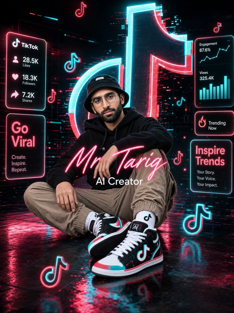 Neon TikTok AI Creator Poster AI image template preview
