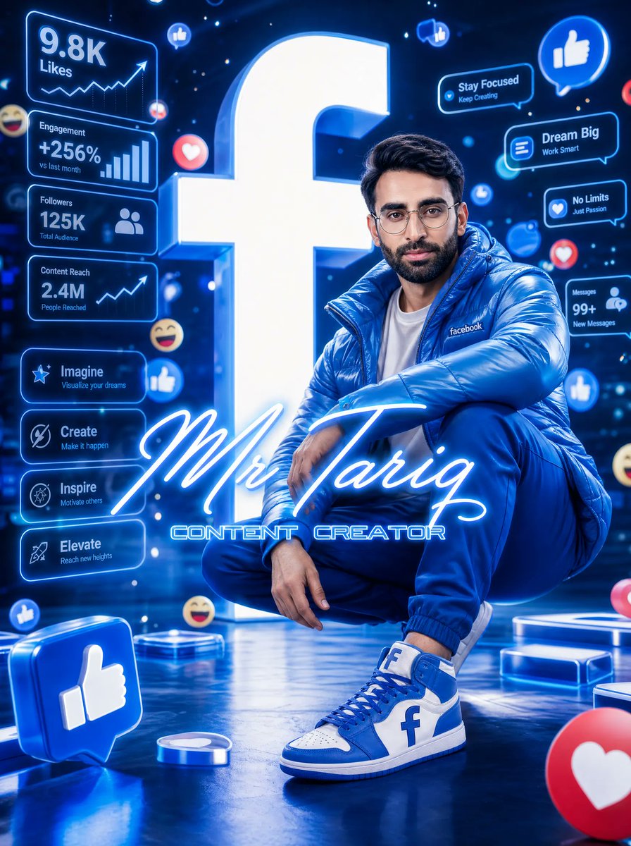 Neon Facebook Creator Poster AI image template preview