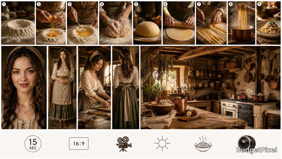 Rustic Pasta Tutorial Reference Sheet AI image template preview