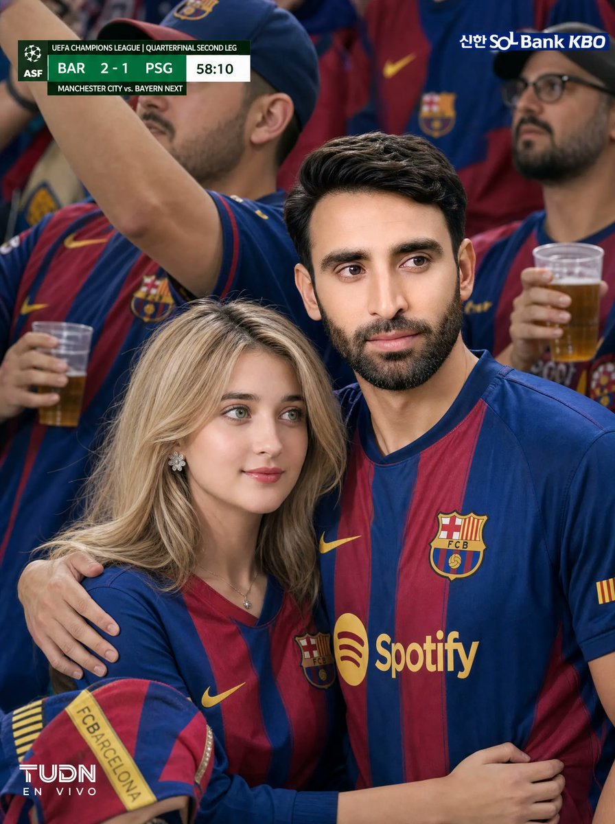 Barcelona Fans Stadium Broadcast Photo AI image template preview