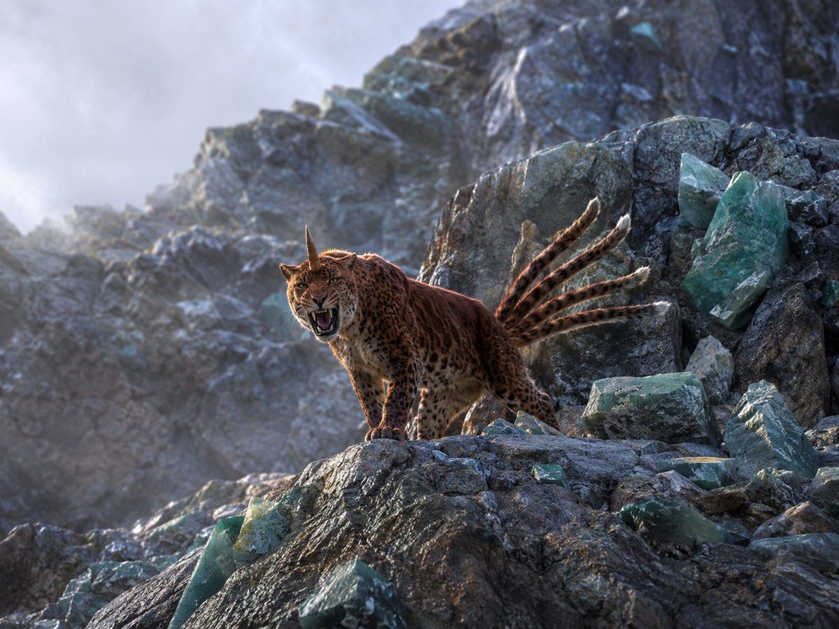 Horned Six-Tailed Mountain Beast AI image template preview