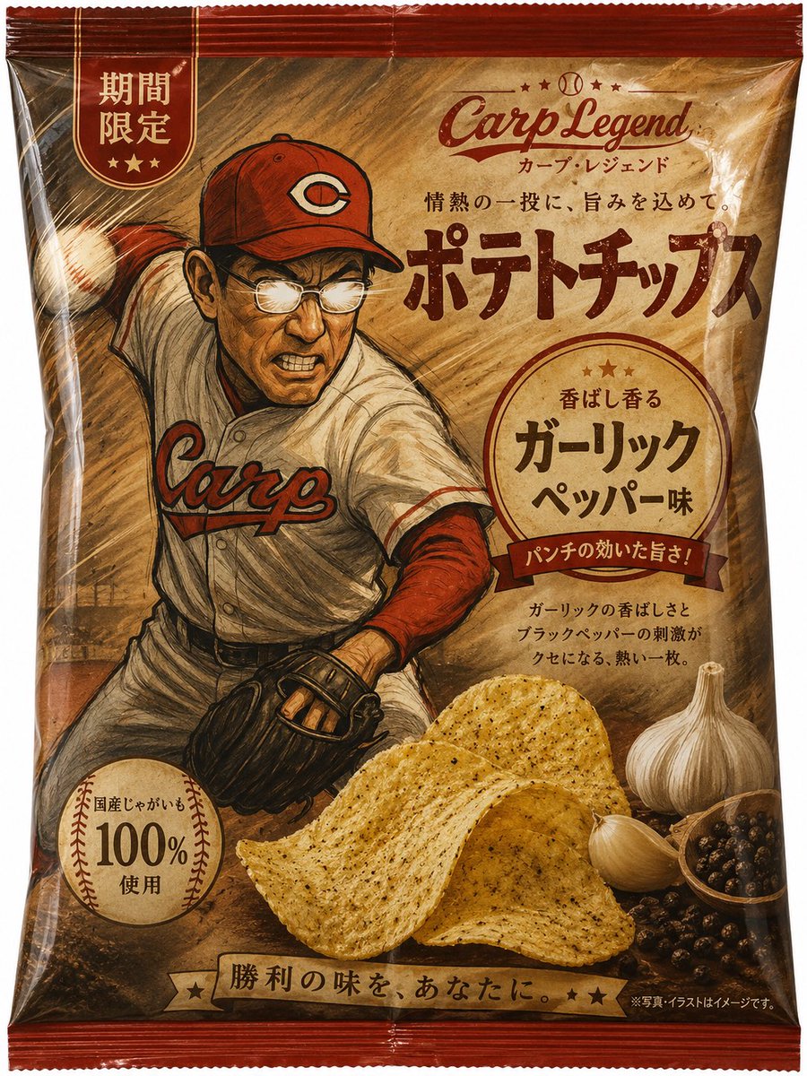 Baseball Garlic Pepper Chips Bag AI image template preview
