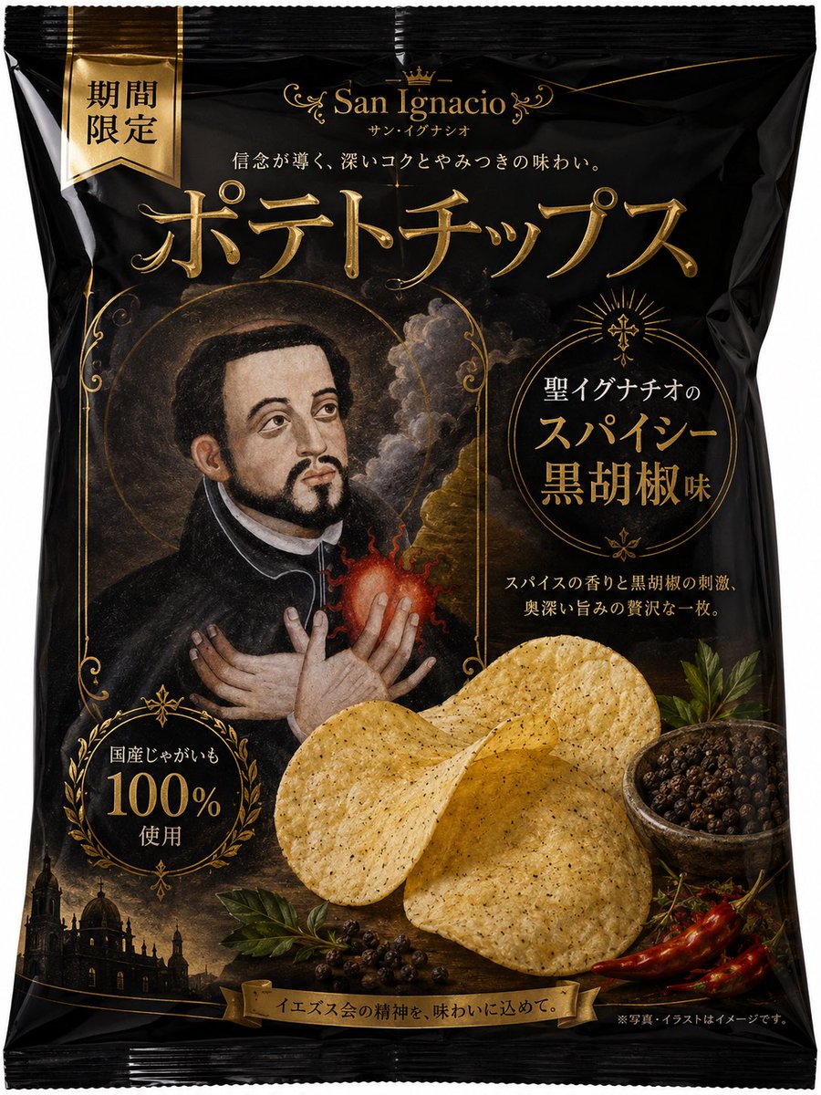 Luxury Saint Potato Chips Package AI image template preview