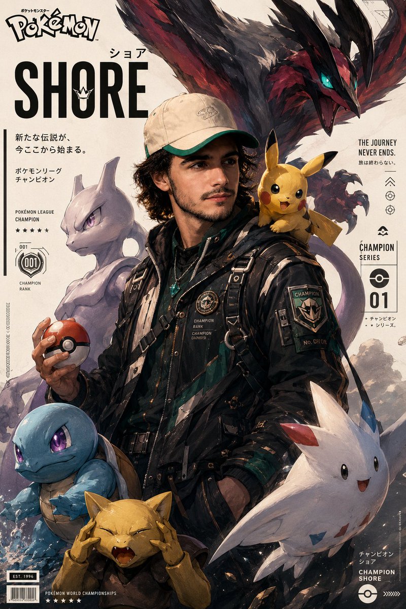 Cinematic Pokémon trainer poster AI image template preview