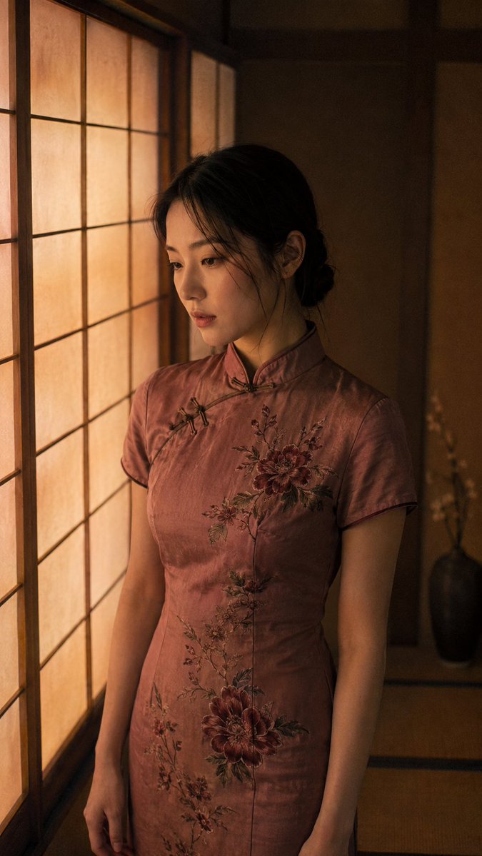 Cinematic Tatami Room Portrait AI image template preview