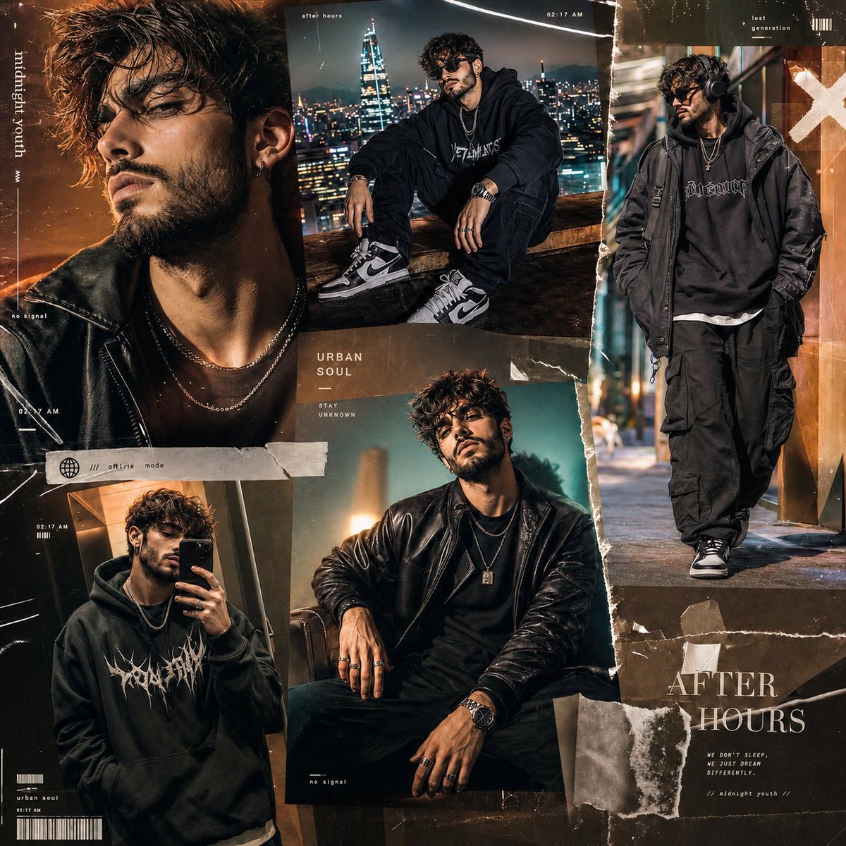 Premium Gen-Z Streetwear Fashion Collage AI image template preview