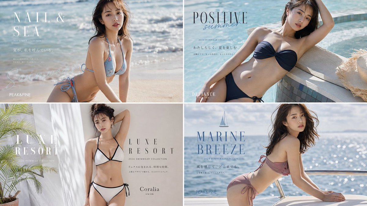 Fashion Magazine Swimwear Layout AI image template preview