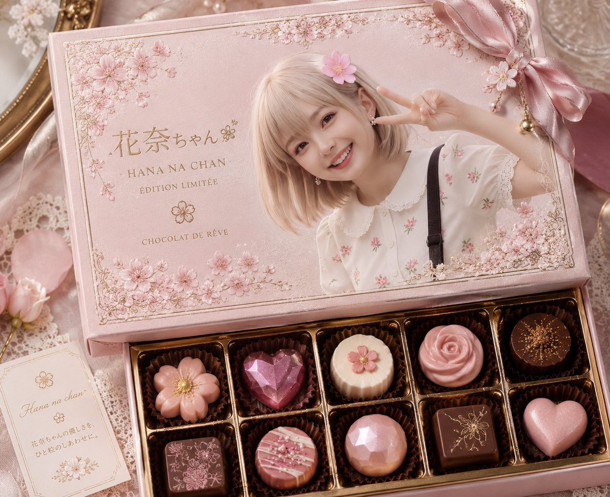Luxury Pink Chocolatier Gift Box AI image template preview