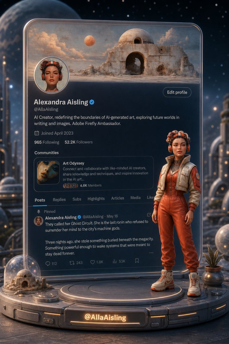 Tiny 3D Avatar in Front of X Profile AI image template preview
