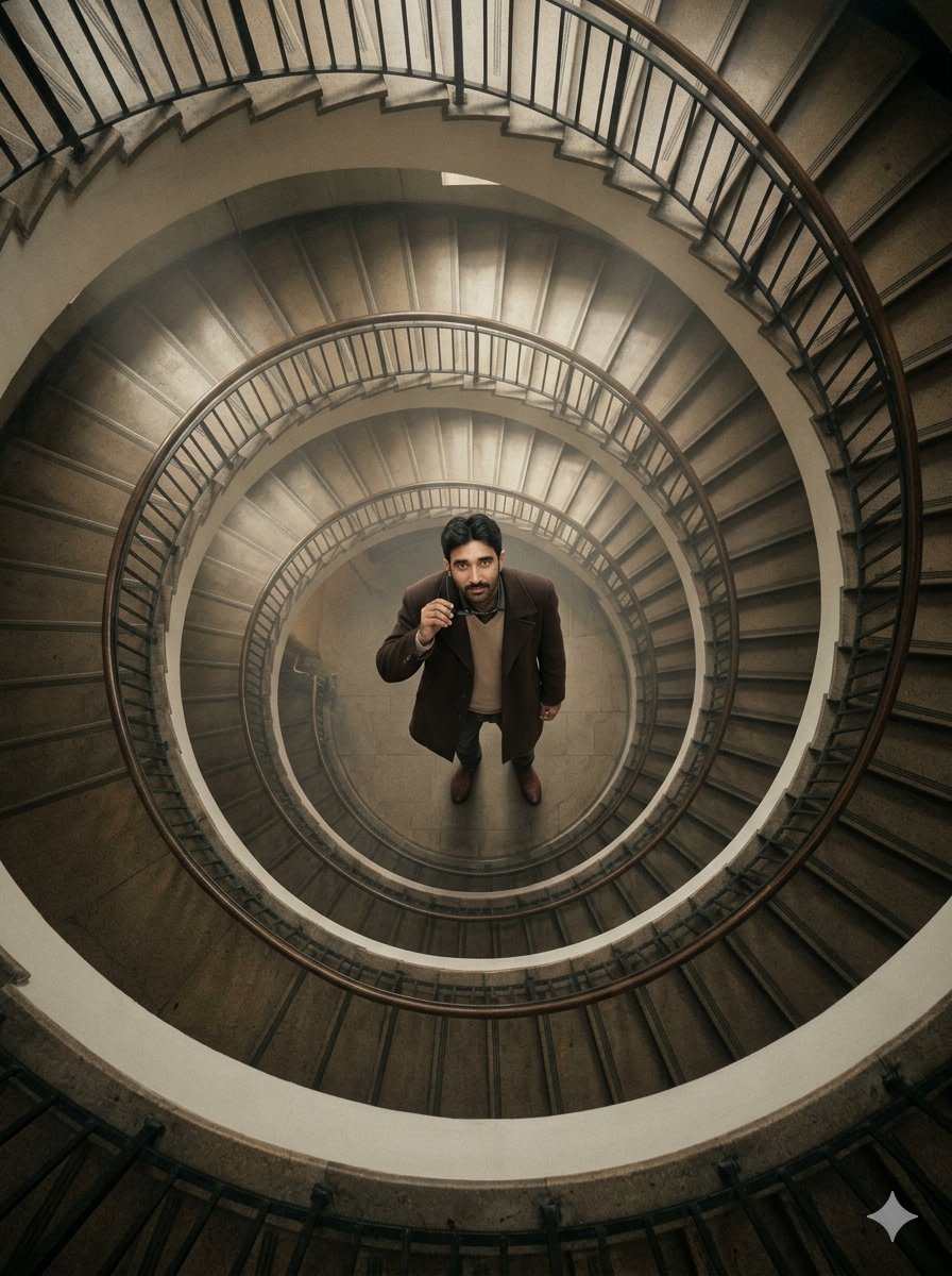 Overhead Spiral Staircase Portrait AI image template preview