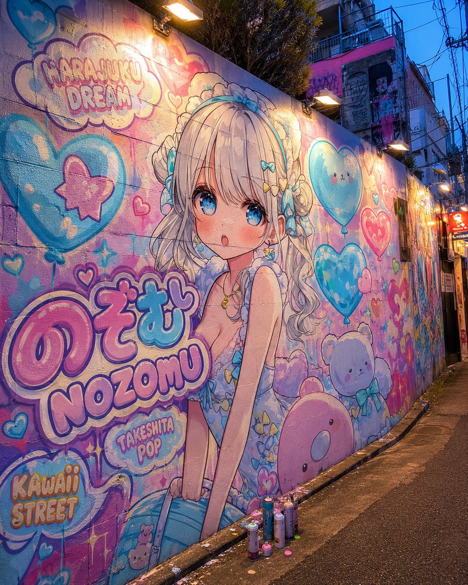 Harajuku Kawaii Graffiti Mural AI image template preview