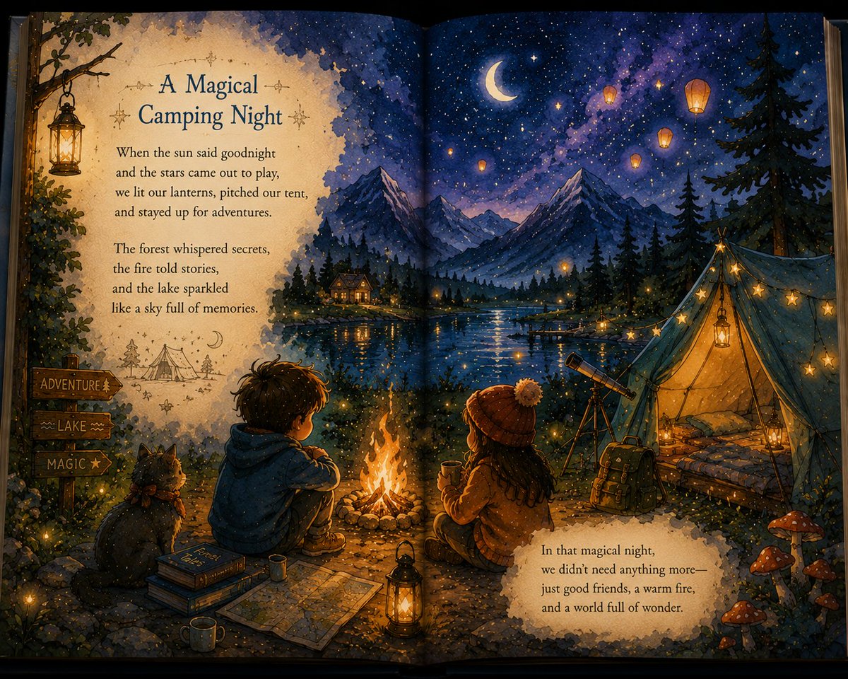 Magical Children's Storybook Illustration AI image template preview