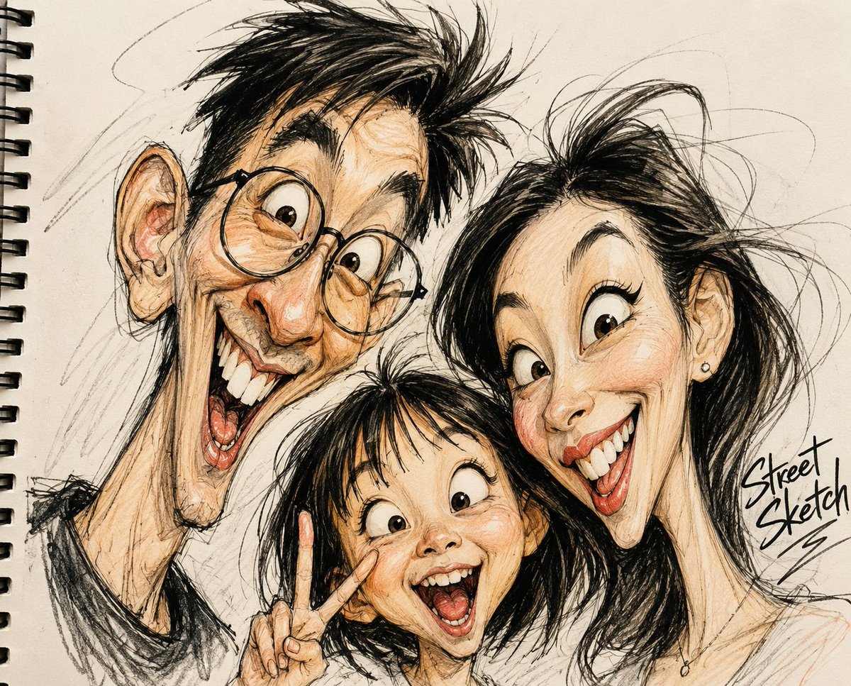 Grotesque Fashion Caricature Sketch AI image template preview