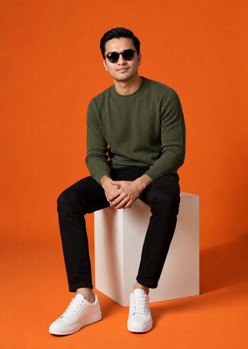 Minimalist Studio Fashion Shot AI image template preview