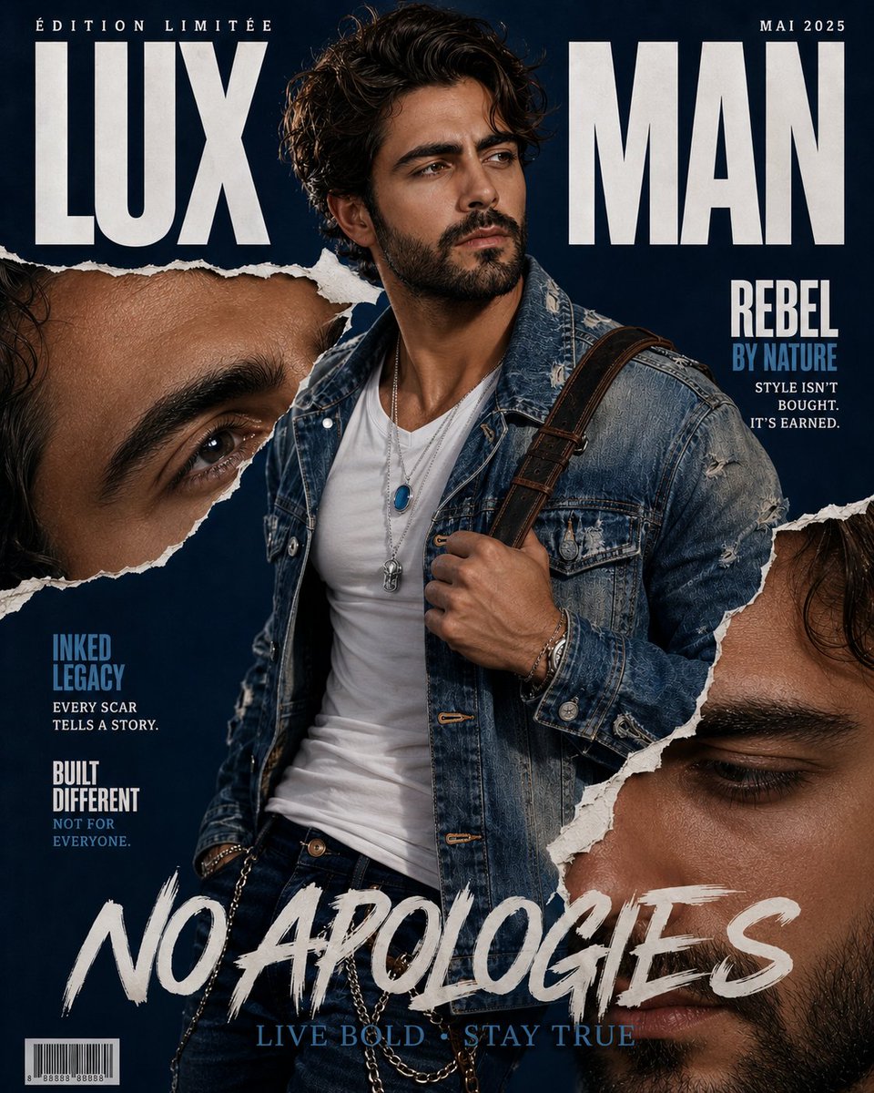 Tattooed Rebel Magazine Cover AI image template preview