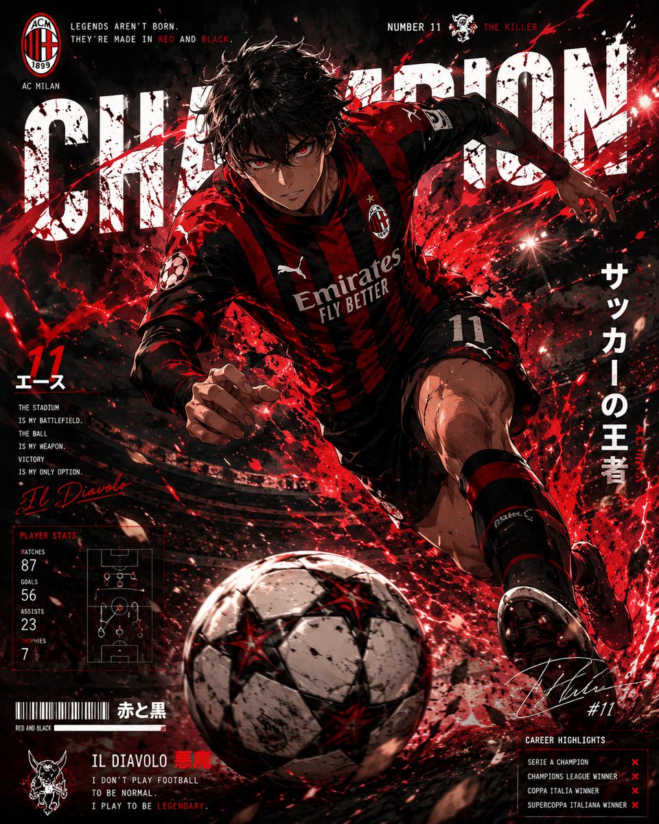 Anime Football Champion Collector Poster AI image template preview