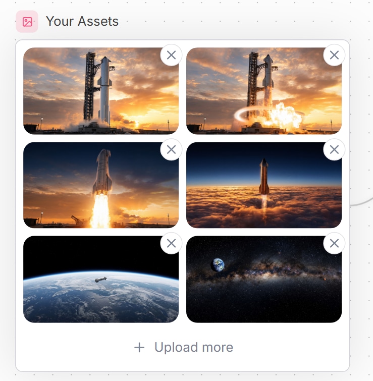 Space Asset Gallery UI AI image template preview