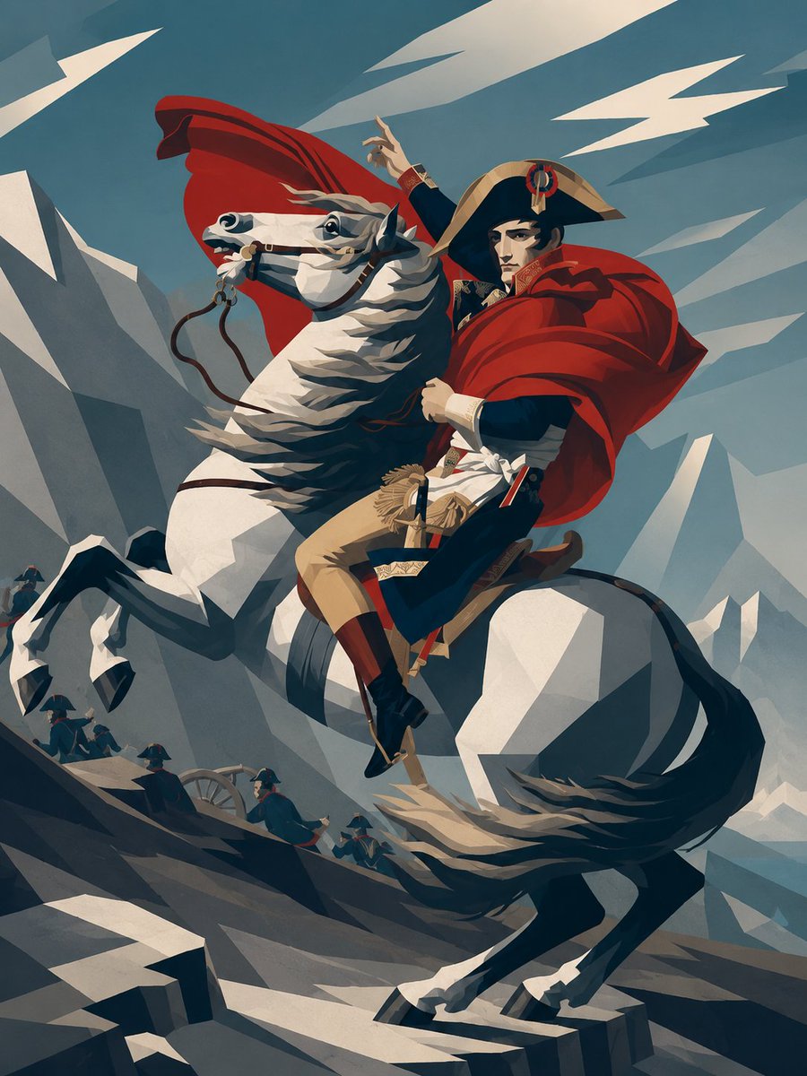 Minimalist Geometric Napoleon Portrait AI image template preview