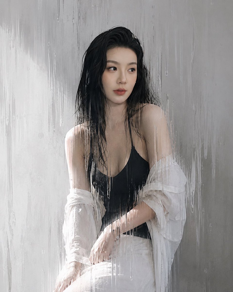 Rain Glass Fashion Portrait AI image template preview