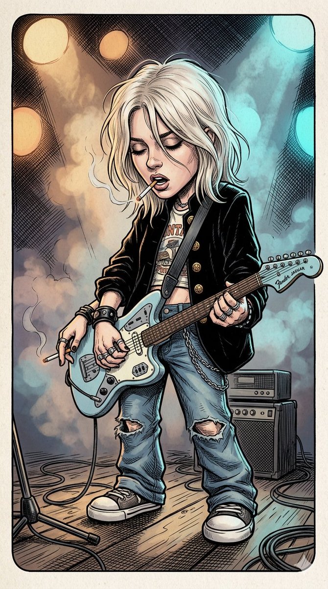 Comic Book Rockstar Portrait AI image template preview