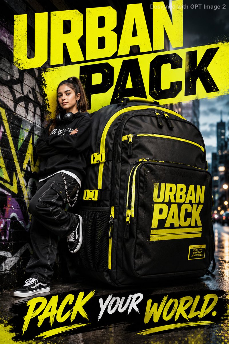 Urban Backpack Lifestyle Advertisement Poster AI image template preview
