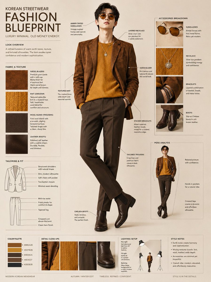Korean Streetwear Fashion Blueprint AI image template preview