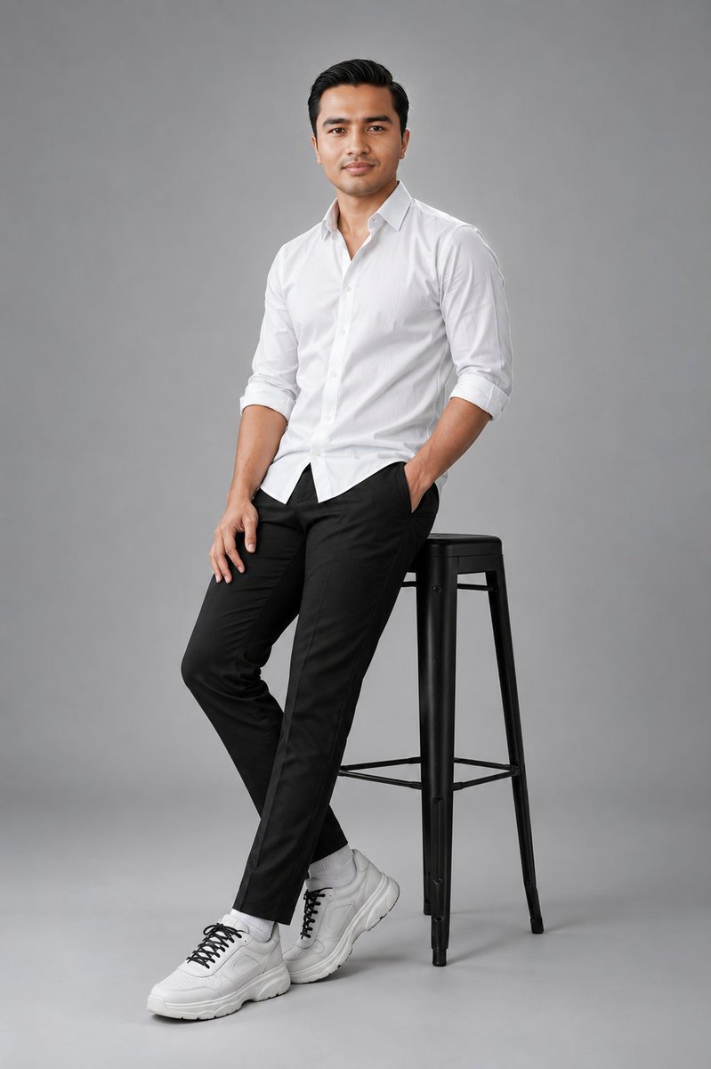 Clean Studio Fashion Portrait AI image template preview